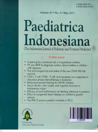 Image of Paediatrica Indonesiana (The Indonesian Journal of Pediatrics and Perinatal Medicine) Vol.57, No.3. May 2017