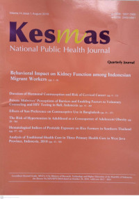 Image of Kesmas (National Public Helath Journal) . Vol. 14, issue 1 August 2019
